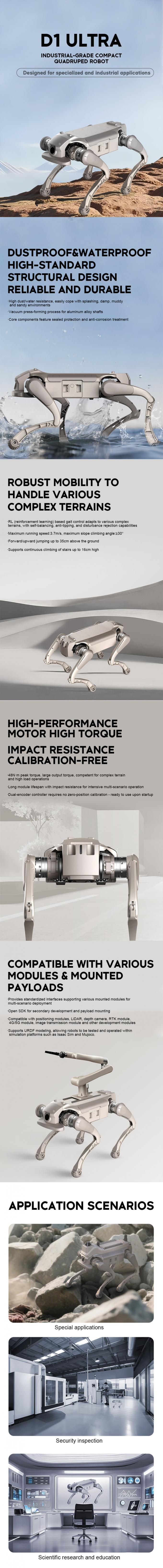 D1 Ultra Industrial-grade compact quadruped robotDesigned for specialized and industrial applications 0