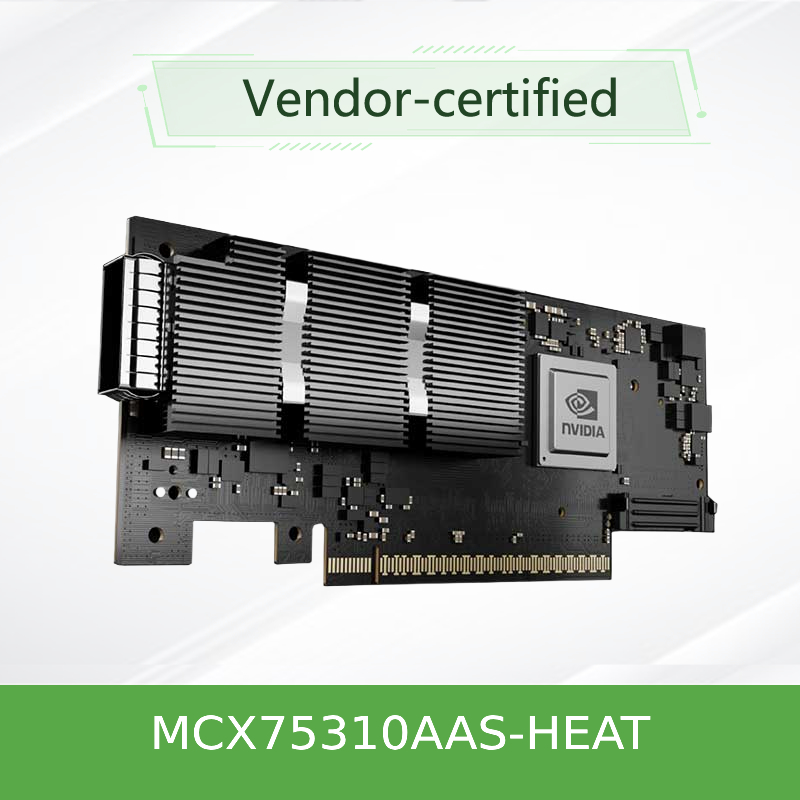NVIDIA ConnectX-7 Adapter MCX75310AAS-HEAT(900-9X766-003N-ST0) Single-port OSFP InfiniBand: NDR200 200GB/s (Default speed)Ethernet: 200GbE PCIe X16 Gen 4.0/5.0