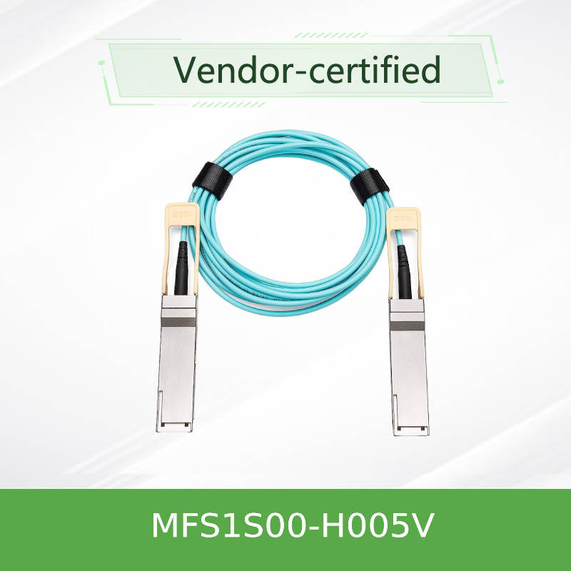 NVIDIA MFS1S00-H005V 200Gb/s QSFP56 Active Optical Cable - 5m AOC for HDR InfiniBand & 200GbE