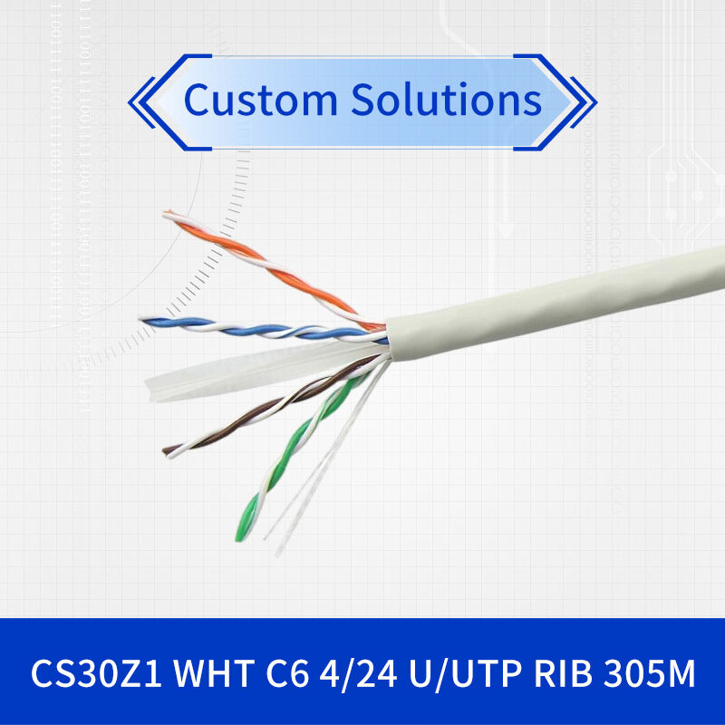 Category 6 U/UTP Network Cable with 24AWG Solid Conductors 4 Pair Count and 305 m Length for High-Speed Data Transmission